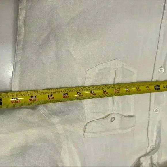 Bruno New York women’s button down white linen shirt w/ pockets size Large - Picture 5 of 8